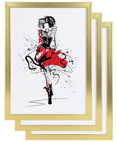 IDEAL TREND 3er 5er Set FlexiFrame Leichter Blockprofil Kunststoff Bilderrahmen mit Plexiglas Plastikrahmen: Farbe: 3er Pack Gold | Format: 30x45