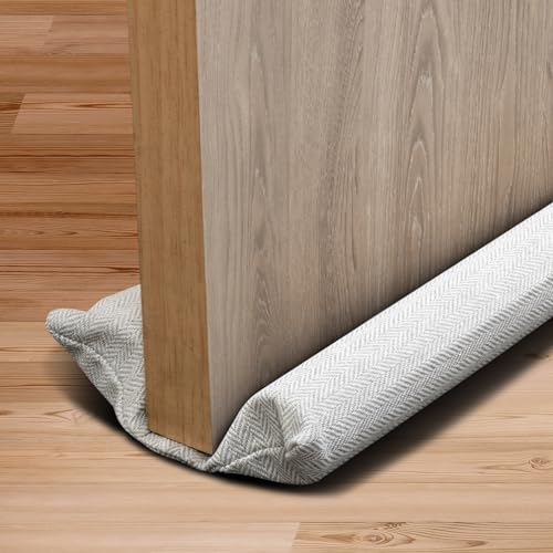CUQOO Oxford Double Draft Excluder – Water Proof Snow Proof 600D Oxford Fabric Door Draft Excluder | Premium Under Door Draught Excluder | 70 to 90 cm Adjustable Door Draft Stopper - Light Grey