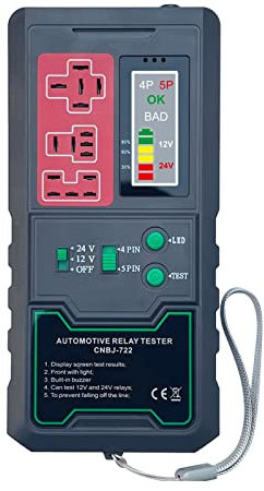 SIMBAE Tester relè per auto da 12 V/24 V, con indicatore LED e funzionamento della batteria
