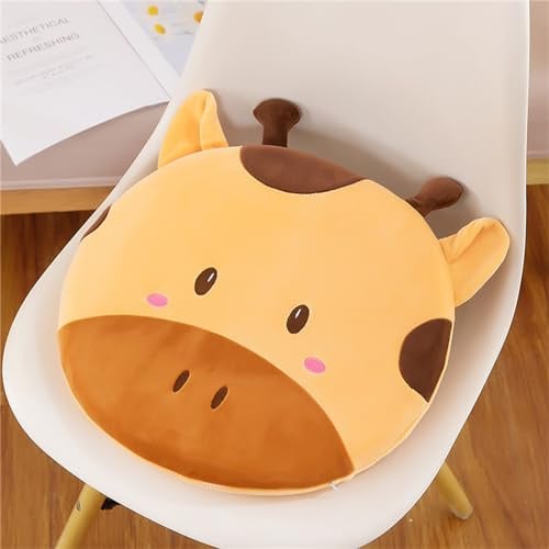 GLITZFAS Runde Stuhlkissen Kinder, ø40cm Memory Foam Sitzkissen Stuhl Sitzpolster mit Abnehmbarer Bezug, Cartoon Tier Sitzauflage Plüschkissen Bodenkissen für Kinder Babyzimmer (Giraffe)