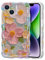 EYZUTAK Case for iPhone 15, Colorful Retro Oil Painting Flower Laser Beam Glossy Pattern Cute Curly Waves Border Exquisite Phone Cover Stylish Durable Soft TPU Protective Case for Girls Women - Green