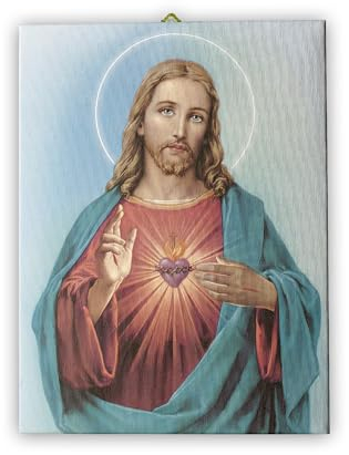 Fratelli Bonella | Tela pittorica Sacro Cuore di Gesù f.to 50x70 cm | Made in Italy