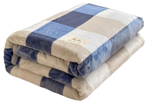 FANSU Coperta Plaid in Pile di Flanella Super Morbida e Calore, Copriletto Stampa Scozzese per Letto Singolo/Matrimoniale, Coperta Divano in Microfibra Spessa Invernal (150x200cm,Blu)