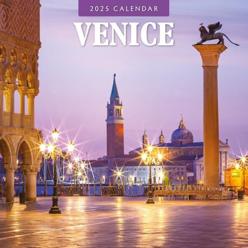 Red Robin Monats-Wandkalender 2025 Venedig, 30,5 x 61 cm offen, hochwertiges dickes und stabiles Papier, 12-Monatskalender, plastikfrei, 4-Monats-Übergangsseite für 2024