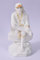 S patnaik Sai Baba Statue Murti Marmorstaub Murti für Zuhause Pooja & Auto Armaturenbrett | Sai Baba Idol Handgefertigte Veredelung sitzend auf Stein (16,5 cm), Weiß