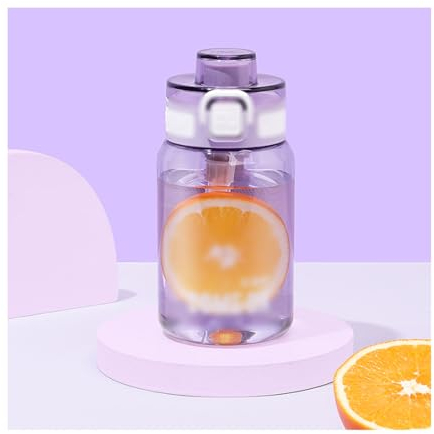 Borraccia Sport Bottiglie d'Acqua Sportive perfette Borraccia in plastica Trasparente con indicatore del Tempo for Tazze Termiche da Campeggio, Palestra, Yoga Riutilizzabile (Color : Purple, Size :