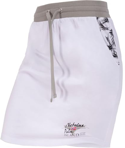 Nebulus Damen Rock Palm, lässiger Rock, Sommerrock, Kleid, weiß-grau - XL/42