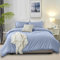 DXHOME Baumwolle Bettwäsche 155x220 Uni Hellblau Bettbezug Set Weich Kuschelig Einfach Schlicht Weich Baumwolle Bettwäsche für Einzelbett mit Reißverschluss und 2 Kissenbezüge 80x80 cm