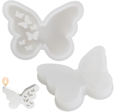 Silikonformen Gießformen Schmetterling Gipsform Kerzenformen zum Gießen, Silikonform, Kerzenform Seifenform Epoxidharz Formen für Sojawachs Kerzen, Seife, Gips, Handwerk (2PCS)