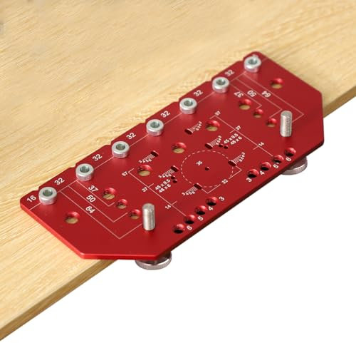 Shelf Pin Clamp and Hinge Jig Two-in-One, with Self-Clamping Function All-Metal Shelf Pin Drilling Jig with 1/4 and 6mm Drill Bit Cabinet Hardware Clamp Tool Drilling Guide