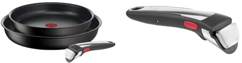 Tefal Ingenio Unlimited ON 3 piece Non-Stick Induction Pan Set, 24 & 28 cm Frying Pans & Ingenio Premium Handle, Stainless Steel, Stackable, Removable, 100 Percent Safe, 10 Year Guara