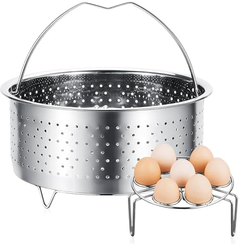 Insert De Vaporera: Conjunto De 2 Piezas De Acero Inoxidable Robusto, Insert Versátil Con Soporte Para Huevos Práctico Para Ollas Y Olla A Presión (20cm)