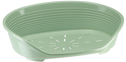 Ferplast Cat Bed, Plastic Dog Bed Medium, Ventilation Holes and Non-Slip Rubber Feet for Added Stability 82 x 59,5 x h. 25 cm. Green