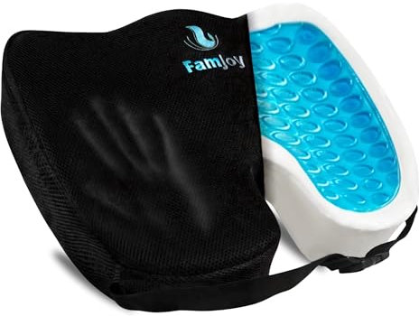 Famjoy - Gel Memory Foam Seat Cushion – Ergonomic U-Shape Pillow for Gaming, Car Seat Cushion, Computer Chair Pad, Tailbone & Coccyx Pain Relief, Washable Cover