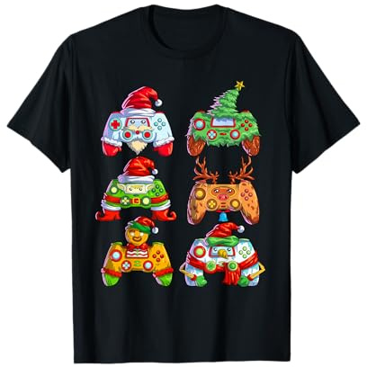 Noel Tee Shirt Garçons Gaming Enfants Gamer Père Noël T-Shirt