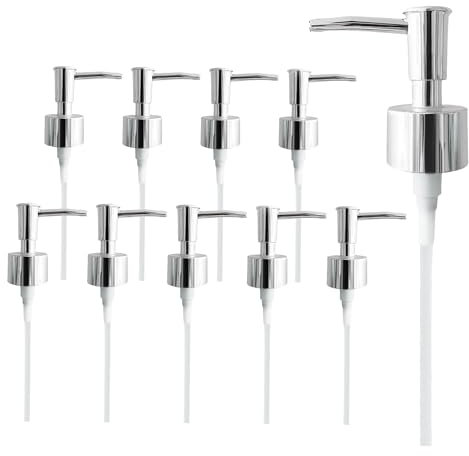 Seifenspenderpumpenkopf, Ersatzteil, 28/400 Gewinde, Standardgröße, für Bad und Küche, 10 Stück (klares Silber)