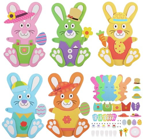 Hianjoo Ostern Basteln Kinder, Ostern Dekoration Moosgummi Sticker DIY Bastelset für Oster Geschenk Partyartikel, Osterhase Blasenaufkleber DIY Basteln für Osterdeko