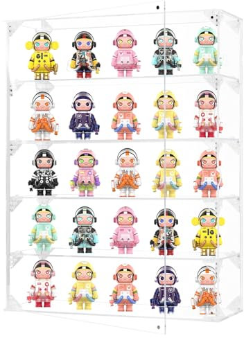 FHMIDIC Acryl Vitrine, 5-Schicht transparente Vitrine für Mini Funko Pop, Wandvitrine staubdichte Schaukasten, Alternative Glasvitrine für Sammlerstücke Minifigures Spielzeug (31.5x10.2x42cm)
