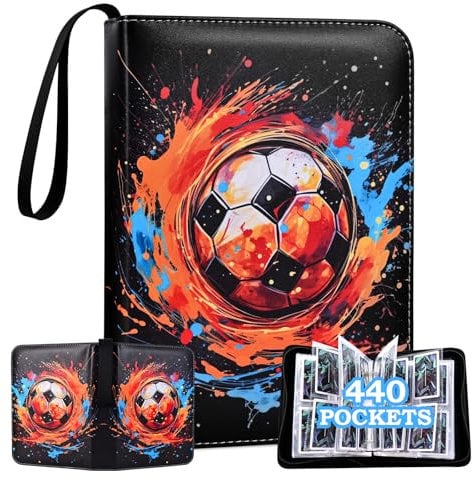 JIAWWAN Fußball Sammelkarten Albums, Sammelalbum Fußball Karten, Card Collection Album mit 55 Seiten 440 Karten, Sammelkarten Album Fussball Klein, Sammelmappe Karten Fussball Heft Sammelkarten (A)