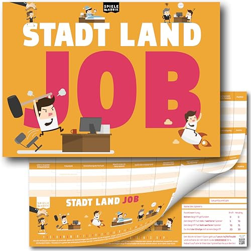 Stadt Land Fluss BÜRO Spiel Kollegen Geschenk Office Der Spielblock A4 mit 24 Kategorien Büro Quiz Job, Chef, Kollege, Boss | Spiele-Klassiker 2.0 als Geschenk-Idee für Kollegen | 50 Blatt