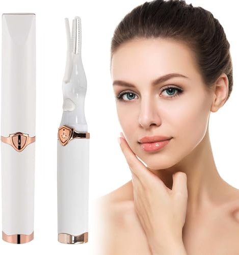 Beheizbare Wimpernzange,Elektrische Wimpernzange mit 3 Temperaturstufen,USB-Wiederaufladbare Heated Eyelash Curler,Schnelles Aufheizen in 30 Sekunden,Silikon Wimpernbürste für Echte,Falsche (Weiß)