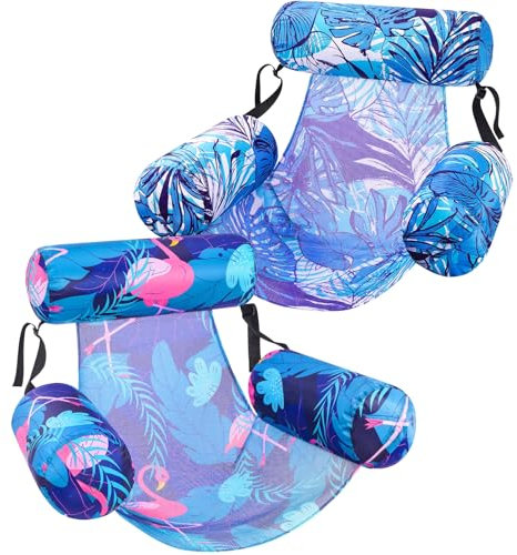 Inflatable Pool Float Chair - 2 Pack Pool Floats Adult Heavy Duty, Water Floating Lounge Chairs, Blow up Floaties Adults for Summer Fun Party Lake Beach