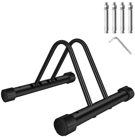 COMINGFIT MTB Bike Stand, Bike Storage Rack, Bicycle Floor Parking Stand, Adjustable Bike Stand for Different Width Tires, Metal Outdoor Bicycle Loop Rack Bike Storage Holder for Garage or Shed