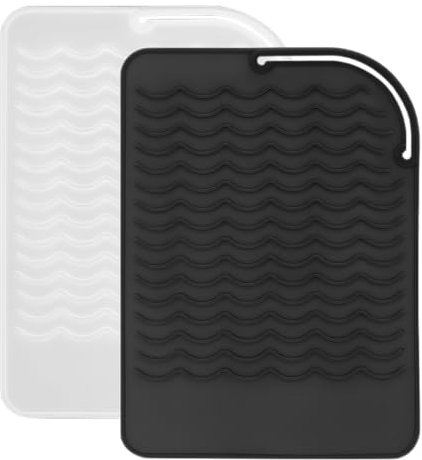 COYUN Alfombra Resistente al Calor para Rizar, Alfombrilla de Silicona Resistente Portátil para Plancha de Pelo Rizador, Alisar y Herramienta de Peluquería, Negro
