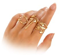 YNZGYBY Y2k Statement-Ring-Set für Damen, klobig, flüssig, Gold, zierlich, geometrisch, Lava, geschmolzen, stapelbar, offen, Vintage-Stil, Hip-Hop, Daumenschmuck, Zink, Kein Edelstein