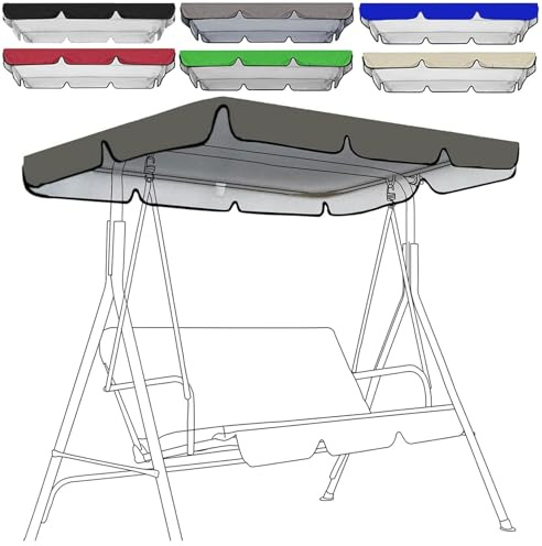 Toldo Recambio Balancin Jardin 2 Plazas y 3 Plazas Techo de Repuesto,Universal Techo Solar para balancín Toldo Fundas,Impermeable,Techo de Repuesto para Columpio Ex(Size:142 * 120 * 18cm,Color:Gris)