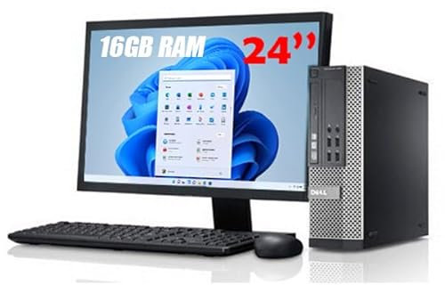 Générique Ordinateur de Bureau avec 16Go RAM – CPU processeur i5, SSD 240 Go, Windows 11 Pro, Écran 24” Full HD, WiFi, Clavier Souris, DVD, Office, Bundle, PC Compatible, Reconditionné Complet