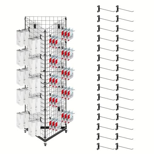 Lhysn Gitter-Wandpaneele, Präsentationsständer – 55,9 x 167,6 cm, dreieckig, für Verkaufsveranstaltungen mit 30 Haken, Kunst-Display-Panels, strapazierfähig, bodenstehend, mobiler Verkaufsständer
