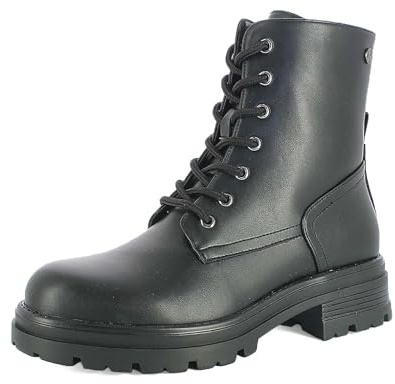 inblu Stivale Donna, Anfibi con Lacci, Stringato con Suola Carrarmato, Tacco 3,5 cm, Plateau 1,5 cm, Nero, 39 EU