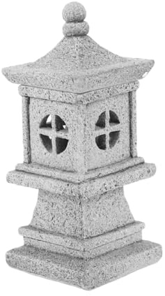 BAZEITFLOW Miniature Stone Lantern Garden Ornament Asian Pagoda Model for Zen Garden Bonsai Aquarium Outdoor Decoration Weather-resistant Micro Landscape Accessory for Tranquil Spaces