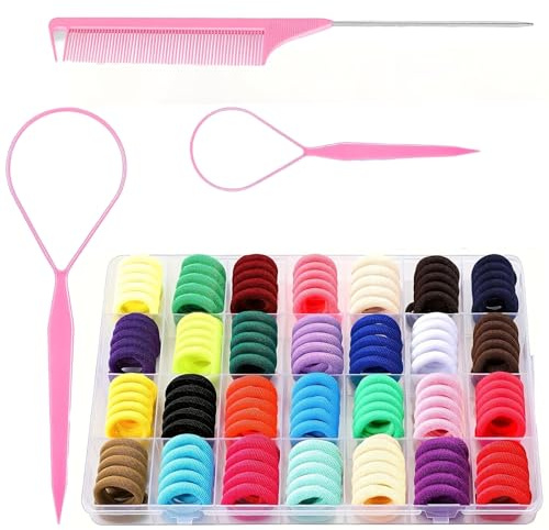 Haargummis, 280 Stück Haargummis Klein, 28 Farben Mini haargummis | Haargummi, Bunt Mini Nahtlose Haarbänder Mit Kamm