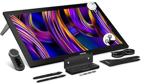 HUION Kamvas Pro 27 (144Hz) 4K UHD Tavoletta da disegno con schermo, PenTech 4.0 Stylus 16384 Pressione della penna, Canvas Glass 3.0 E<1 Tavoletta grafica 98% Adobe RGB Multi-Touch Disegno Monitor