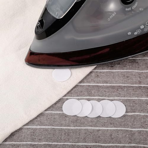 XLIUAX 100 parches termoadhesivos con ojales, 20 mm, color blanco, alicates para ojales y vellón para reforzar la reparación de ojales rotos