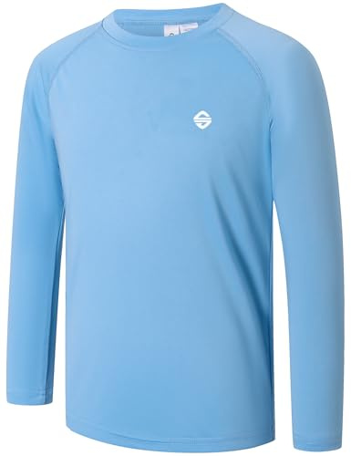 Ewbob Kids UPF 50+ Long Sleeve Rash Guard Quick Dry Tops Sky Blue 7-8Y