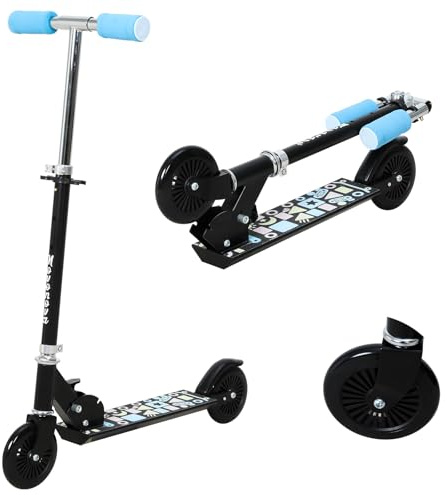 Novonova Roller Kinder für 4–6 Jahre, Kinderroller mit 3 Verstellbaren Höhen,LED-Leuchträdern und Hinterradbrems Kinderroller,Leicht zu Lenken, Balance-Trainings-Roller für Kinder,bis 50kg