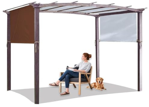 Toile Rechange Tonnelle, Toile De Remplacement pour Pergola De Terrasse Extérieure avec Sangles pour Fête, Barbecue, Mariage, Jardin, Gazebo, Pergola, Porche (Brown, 5.4x2.5m/17.8x8.2ft)