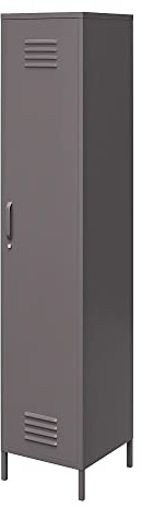 Bradford Metallschrank Graphitgrau, 37 x 39 x 182 cm, Hochschrank mit 1 Tür und Regalböden, Spindschrank aus Metall für Büro, Flur, Schlafzimmer und Home Office