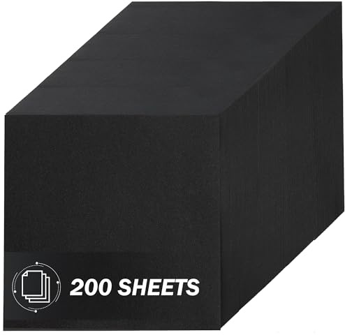 Schwarzes Origami-Papier 200 Blatt 15×15cm / 6 Zoll 80g/m² | Uncle Paul beidseitiges quadratisches Faltpapier für DIY-Bastelprojekte, Kinder, Erwachsene UAP38BK200