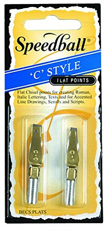 Speedball C0/C1 Series Pen Nib, Broad Edge Nibs, Triple-Reservoir Design, Calligraphy Ink Pen, Handwriting, Lettering, Fountain, Crow, For Artist Caligraphy Set, Silver