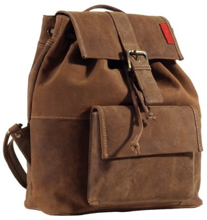 Shalimar Großer Wanderrucksack aus geöltem Buffalo Leder Extremely rugged Outback Wear, Farbe/Colour:Natural Buckskin, 35x33x14 cm