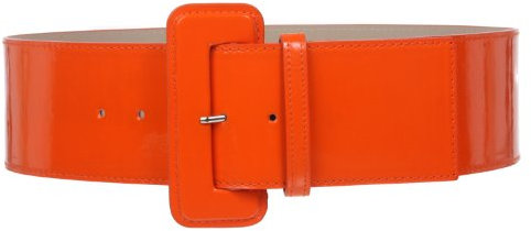 Damen Ledergürtel mit hoher Taille, breit, Lackleder, einfarbig Gr. S/M- 81 cm, Orange