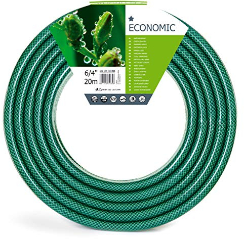 Cellfast Gartenschlauch ECONOMIC Elastisch und flexibel 3-lagiger Wasserschlauch aus Polyesterkreuzgewebe, UV-Strahlen- und Algenablagerungbeständig 20 bar Berstdruck, 20m, 6/4 zoll, 10-050