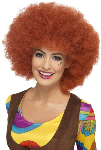 Smiffys 60s Afro Wig, Auburn , 1960's Groovy Fancy Dress, 1960s Dress Up Wigs