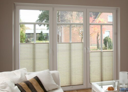 COSIFLOR Plissee nach Maß - Farbe: hellgrau - frei wählbar bis max. 120 x 180 Faltstores - Modelle VS2 + VS1 - Hier Breite bis 60 cm