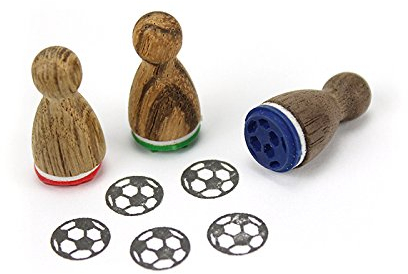 Stemplino® Ministempel - Motiv: Fußball - 12mm Durchmesser - Holzstempel Kinder Stempel Bullet Journal Stempel mit Fußball Motiv Fußball Stempel