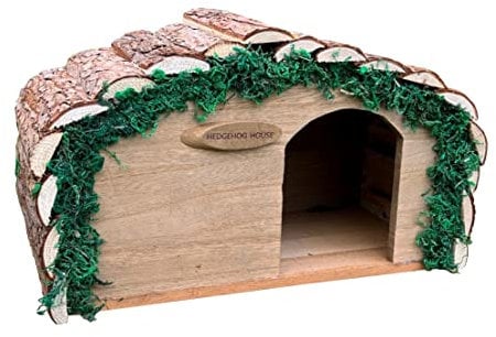 Selections Wooden Hedgehog House Hibernation Shelter with Bark Roof